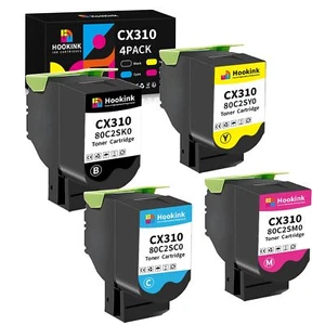 4er-Pack 80C2SK0 80C2SC0 80C2SM0 80C2SY0 Toner Compatible avec Lexmark CX310 ... - Photo 1/6
