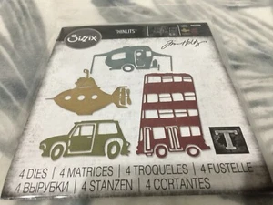Sizzix Tim Holtz Wacky Transport #1 Thinlits Die Set Car Submarine Camper New - Picture 1 of 3