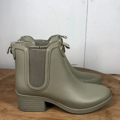 Tory Burch Boots Womens 5 B Chelsea Rain Rubber Block Heel Shoes Casual Foul - Image 1 of 4