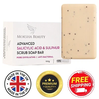 MOKSHA BODYCARE Sulphur Soap for Acne - Best Antibacterial Soap For Mites, Scabies, Anti-Blemish