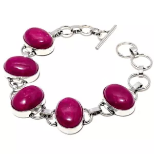 Red Ruby 925 Sterling Silver Bracelets Handmade Jewelry - Picture 1 of 2
