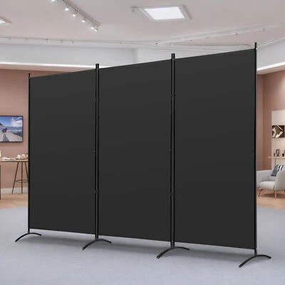 3 Panel Room Divider 6 FT Tall Folding Privacy Screens Partition Separator Black - Image 1 of 4