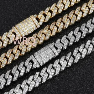 6 mm Kubanische Gliederkette Full Iced CZ Out Halskette vergoldet Edelstahl -  - Bild 1 von 20