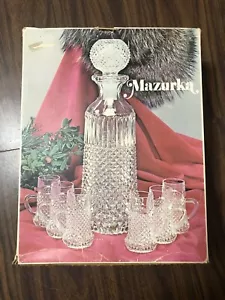 Neu Vintage OBERGLAS ÖSTERREICH Diamant Pt KRISTALL 24 Unzen DEKANTER mit STOPFEN + 6 2 Unzen Becher - Bild 1 von 14