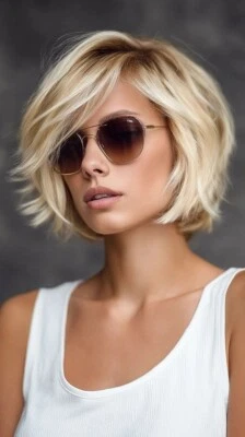 Pelucas cortas Balayage Ombre rubio miel Bob Wave 100 % cabello humano encaje frente pelucas Foto 1 de 4