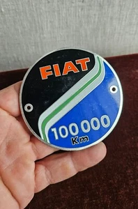 VINTAGE ENAMEL AUTOMOBILE CAR RADIATOR BADGE # FIAT 100.000 KILOMETRES - Picture 1 of 5