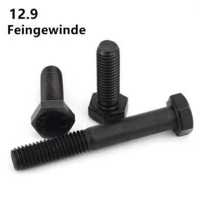 Feingewinde schwarz 12,9 Stahl Sechskantschrauben M10 M12 M14 M16 M18 - Bild 1 von 4