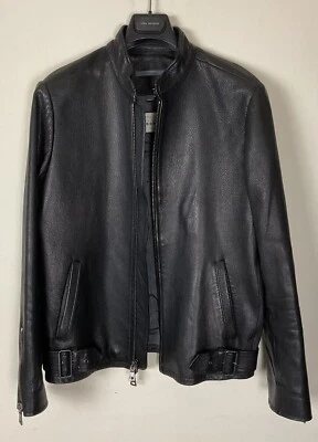 $2298 John Varvatos Limited Edition x/60 Black Leather Racer Jacket EU50 US40 - Image 1 of 4