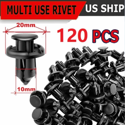 120Pcs Bumper Clips 10mm Hood Fender Push Rivets Retainer Fasteners for Honda - Image 1 of 4