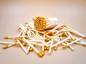 500 pezzi fiammiferi legno naturale punte oro candela matrimonio barattolo fiammiferi 4,9 cm 1,95" - Foto 1 di 12