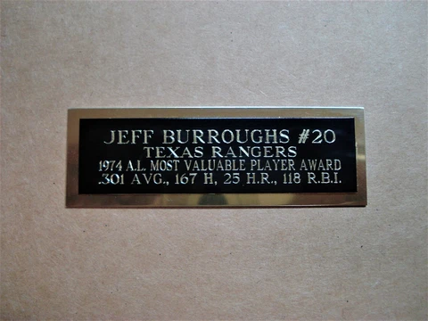Jeff Burroughs Rangers 1974 AL MVP Award Baseball Card Plaque Nameplate 1" X 3" Cover