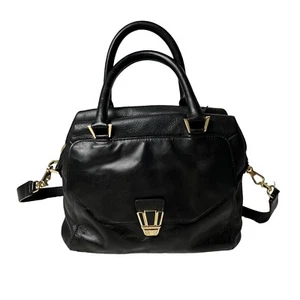 Henri Bendel schwarze Ledertasche Balztasche Seesack Handtasche Hand Schultertasche - Bild 1 von 13