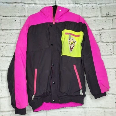 K2 Vintage 80's Vertical Velocity Womens Large Ski Jacket Pink Black reversible  - Image 1 of 4