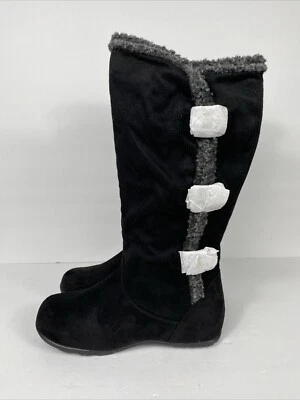 Wanted Women Black  Round Toe Fur Trim  Knee High Boots Size 7 - Image 1 of 4