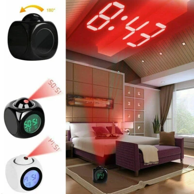Cute Design Alarm Clock Backlight Projection Thermometer Projector Electronic - Image 1 of 4