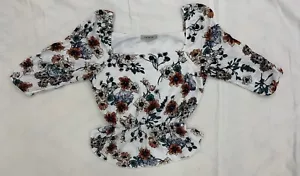 Top Peplum Y2K Papaya collo quadrato taglia small floreale contadino hippie boho cottage - Foto 1 di 9