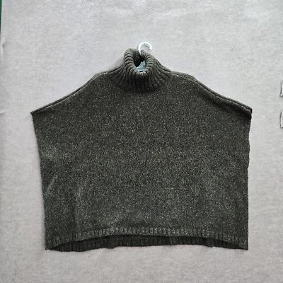 LOFT Women Sweater M Green Acrylic Cotton Nylon Poncho Sleeveless NWT - Image 1 of 4