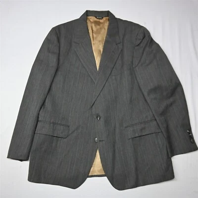 复古 Bill Blass 44S 棕色 Glenn Check 100% 羊毛美国制造西装外套夹克 — 第 1/4 张图片