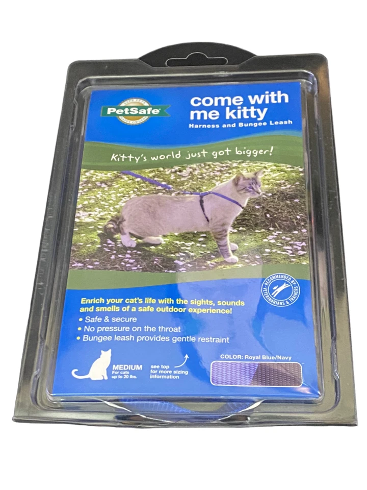 169ma66 PetSafe Come With Me Kitty Harness and Bungee Cat Leash Medium Blue