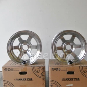 4 PCS ROTA WHEEL GRID V 2 ) 15X8 & 2) 15X9 4X100 0 67.1 FULL POLISH SILVER - Picture 1 of 5