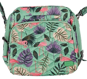 Lug Ranger Crossbody Double straps Green with Pink Flamingos - Picture 1 of 18