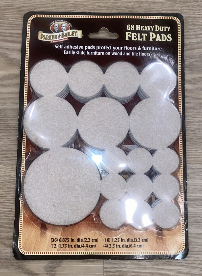 (68-Pk) PARKER & BAILEY HEAVY DUTY Floor Furniture Self-Adhesive Multi FELT PADS - Image 1 of 1