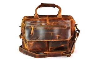 Vintage Look Ledertasche | 40 x 30 x 13 | handgefertigt - echtes Leder - Gep�ck - Bild 1 von 22