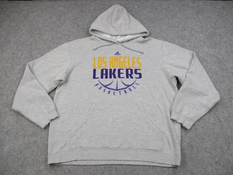 Los Angeles Lakers Sweater Mens Large Gray Purple Adidas NBA Basketball Hoodie Cover