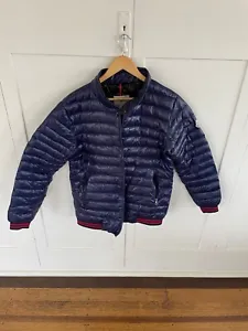 Moncler Down Puffer Jacket dark Blue with Red Stitching Size L - Picture 1 of 12