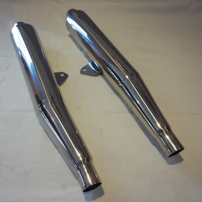 Moto Guzzi Breva 750i V750 - reproduction OEM exhaust silencers, stainless, pair - Image 1 of 4