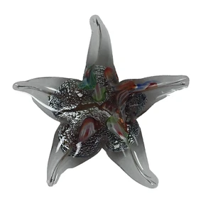 Dynasty Gallery Glass Star Fish Hand Blown Paper Weight Silver Orange Figurine - Picture 1 of 5