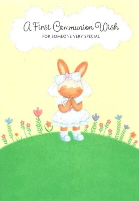 Congratulations First Holy Communion Girl Bunny Rabbit Hallmark Greeting Card - Image 1 of 3