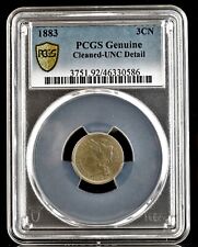 1883 3 Cent Nickel PCGS Cleaned-UNC Detail