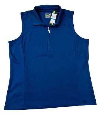 Nuevo con etiquetas XL Izod Azul Marino Sin Mangas Golf Polo Top Cremallera Frontal Foto 1 de 4