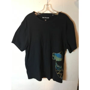 True Religion Stained Glass Graphic T-Shirt Men's XL Black Scoop Neck Big Logo - Picture 1 of 6