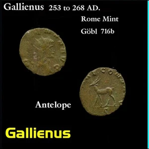 GALLIENUS. Antilope. Rom postfrisch. Zoo Serie. Antike römische Münze. - Bild 1 von 1