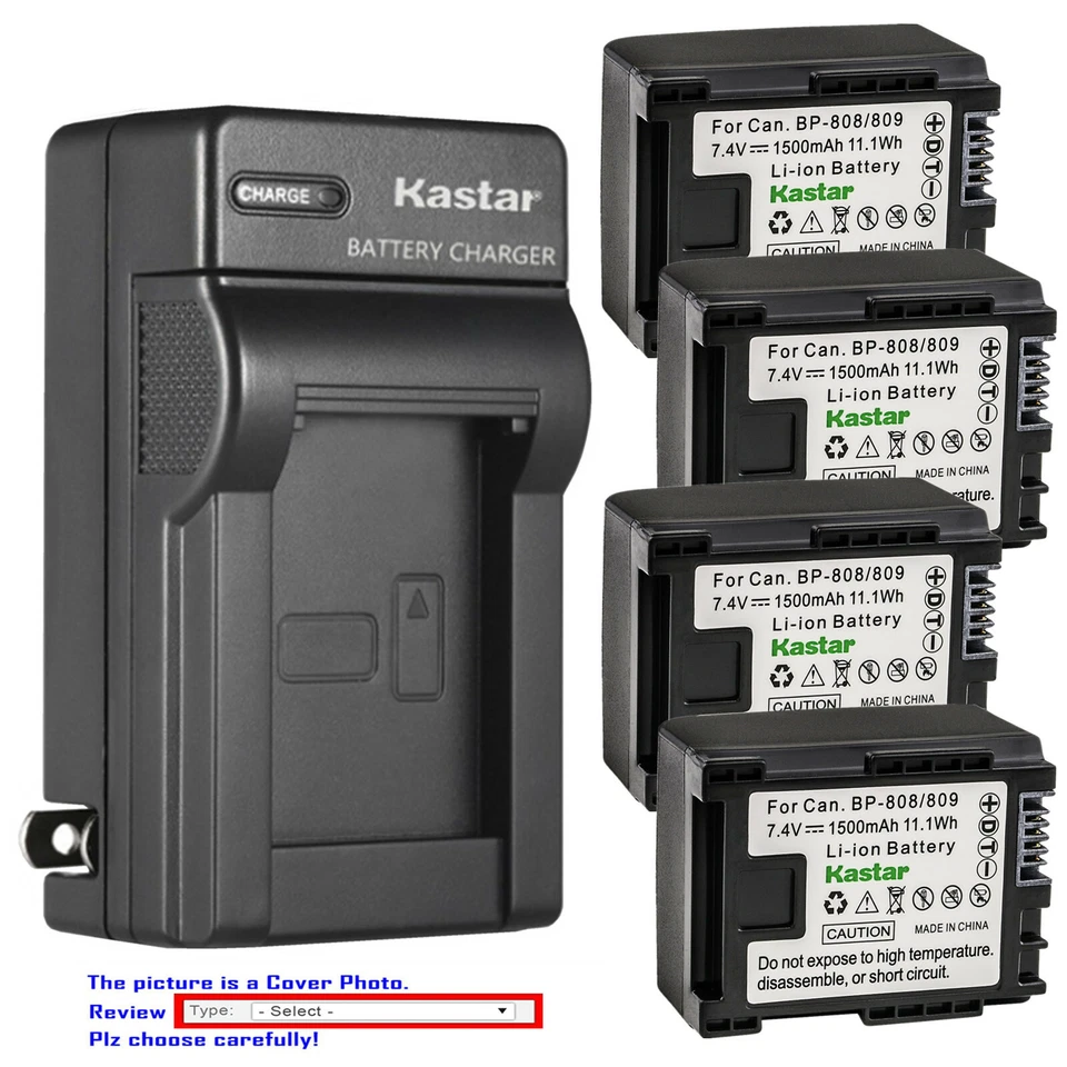 Kastar Battery AC Wall Charger for Canon BP-809 Canon VIXIA HF S21 HFS21 Camera