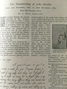 John Ruskin Handwriting Graphology Rare Old Victorian Antique 1895 Article  - Picture 1 of 8