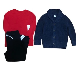 NWT Old Navy Boys 3T Waffle Knit Top Joggers / Gap Cotton Cardigan Sweater - Picture 1 of 9