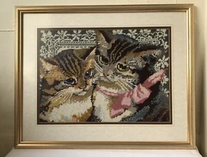 Vintage Ehrman Victorian Cats Kaffe Fassett Completed Tapestry Panel,…framed - Picture 1 of 9