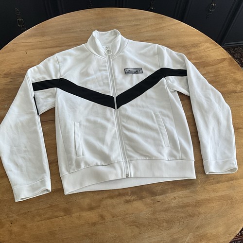 Giacca a vento Off White Main Label bianca e nera Virgil Abloh uomo taglia L