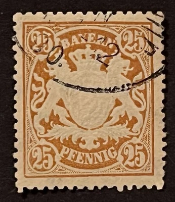 Sellos de viaje: estampillas de Alemania Bayern #58 - 25 Pfennig usadas estampadas a mano Foto 1 de 4