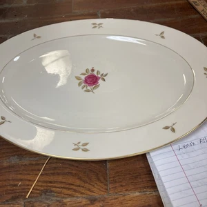 VTG Lenox Rhodora Pink Rose And Gold Leaves Platter 16” By 11” Oval - Picture 1 of 9