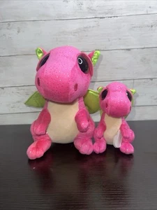 Ty Beanie Boos - Darla The Pink Dragon 9" And 6" Glitter Eyes No Tag On Big One - Picture 1 of 10