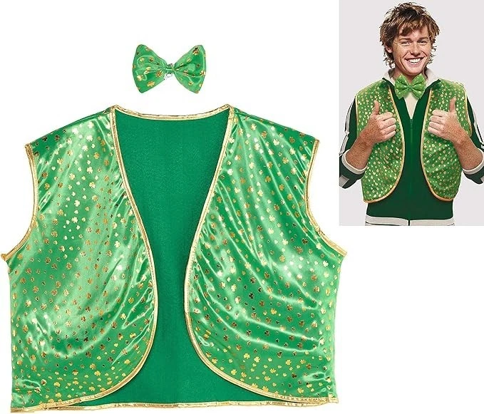 Traje trébol adulto con lazo - Talla única | Verde/Dorado - 2 piezas Foto 1 de 1