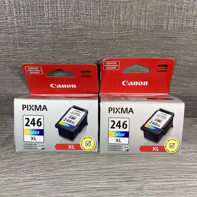 2 New Genuine Canon Pixma 246XL High Yield Tri Color Ink Cartridges Sealed Lot - Image 1 of 3