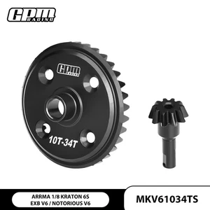20CrMnTi Steel Main Diff Gear&Input Gear 34T/10T/1.3M Kraton V6 Notorious V6 EXB - Picture 1 of 4