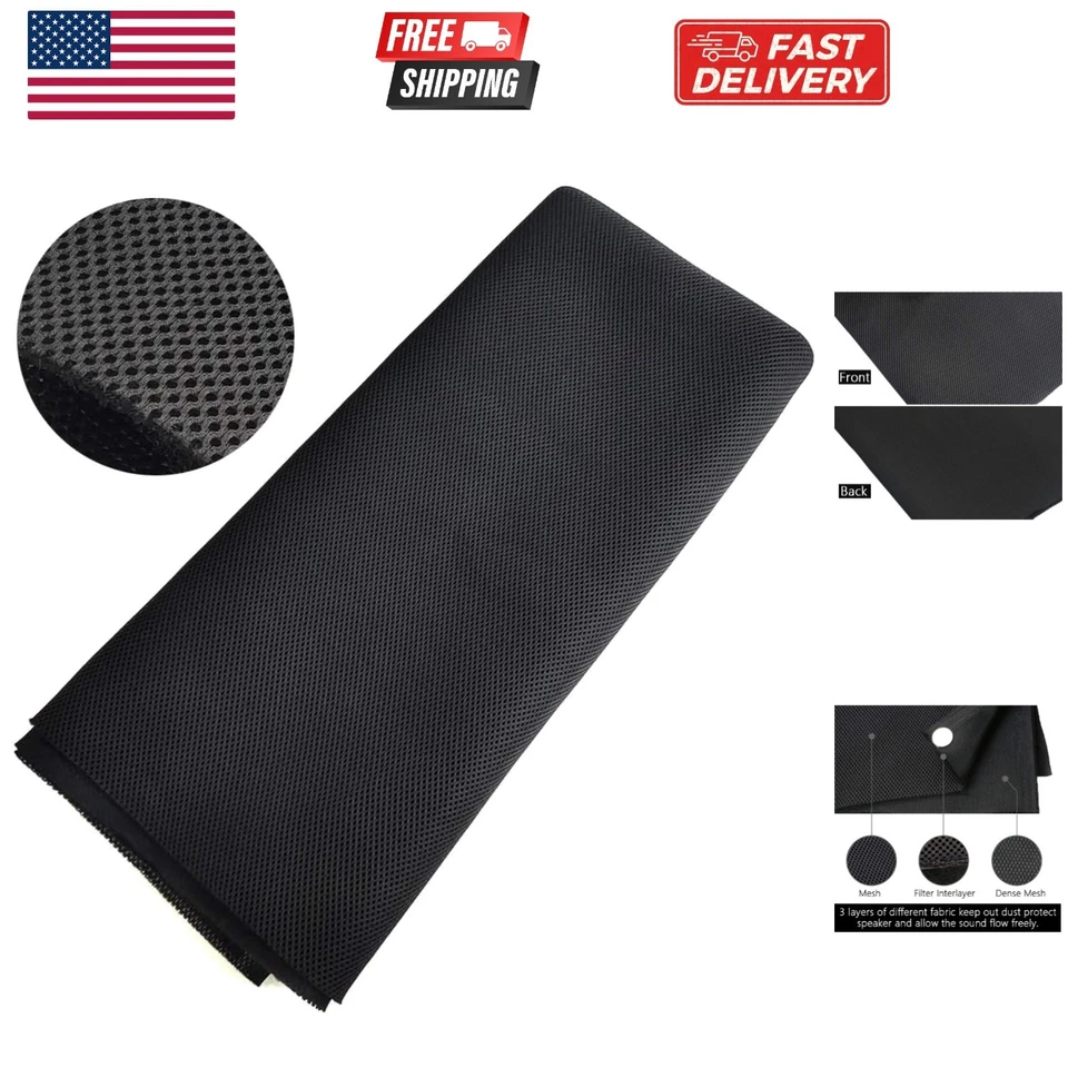 Speaker Grill Cloth Stereo Mesh Fabric for Speaker Repair Black 55 X 40 in