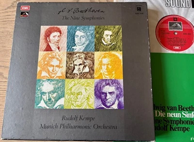 HMV SLS 892 QUAD BEETHOVEN THE NINE SYMPHONIES 8-LP SET KEMPE (1974) EX++ GB - Image 1 of 4