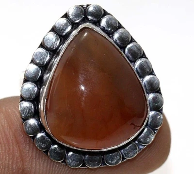 Anillo de ágata laguna rosa con bandas enchapado en plata 925 talla US 10,5 GW Foto 1 de 3